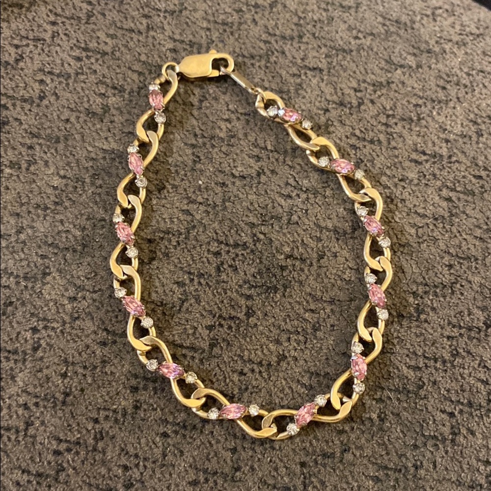 Vintage Signed Krementz with Pink and Clear Topaz Gemstones